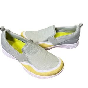 Vionic Nalia Slip On Sneaker Womens 10 Gray Lime Comfort Orthotic Walking EUC